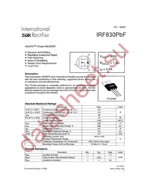 IRF830PBF datasheet  